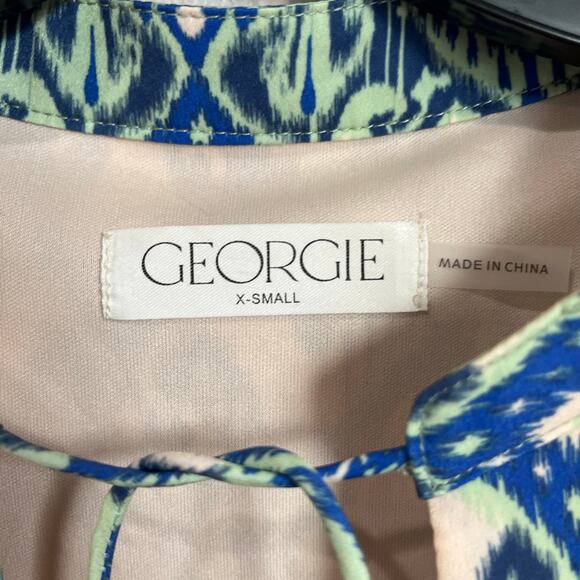 Georgie Long Sleeve Ballon Sleeve Front Tie Boho Mini Dress Size X-Small - Picture 6 of 11